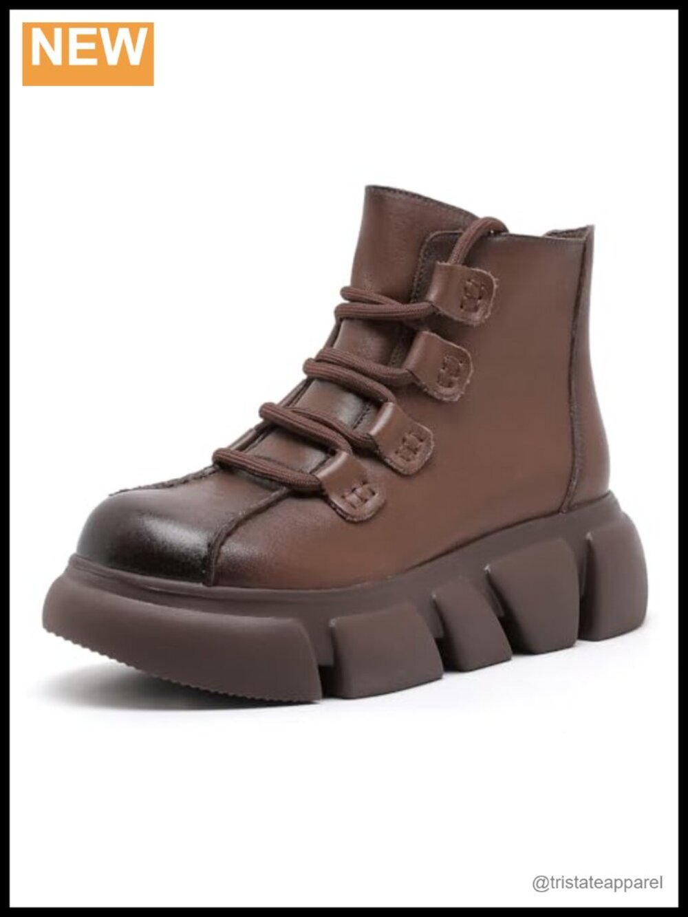 Women's Chunky Ankle Boots Round Toe Platform Booties Lace Up Side Zipper